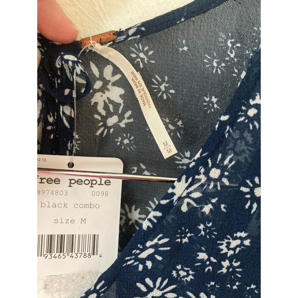 NWT Free People Wallflower Midi Maxi Dress Boho Navy Blue Floral Medium - Picture 9 of 11